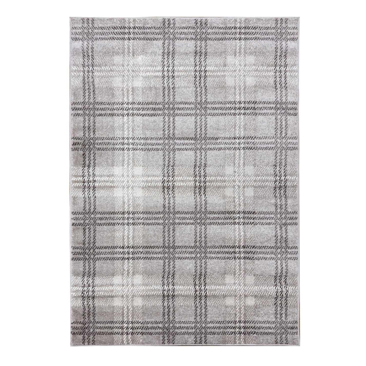 Home Republic Classic Tartan Check Area Rug for Living Room Bedroom Anti-Skid Backing modern Highland Check (Beige, 120 x 170 cms)