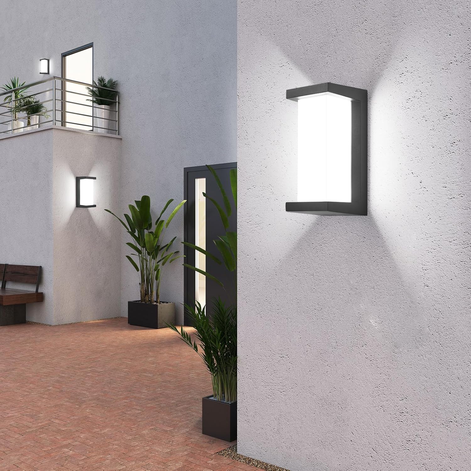 Outdoor Light Fixtures Wall Mount 2 Pack, 3 Colors & Dimmable Exterior Wall Lights for House, Front Porch & Patio