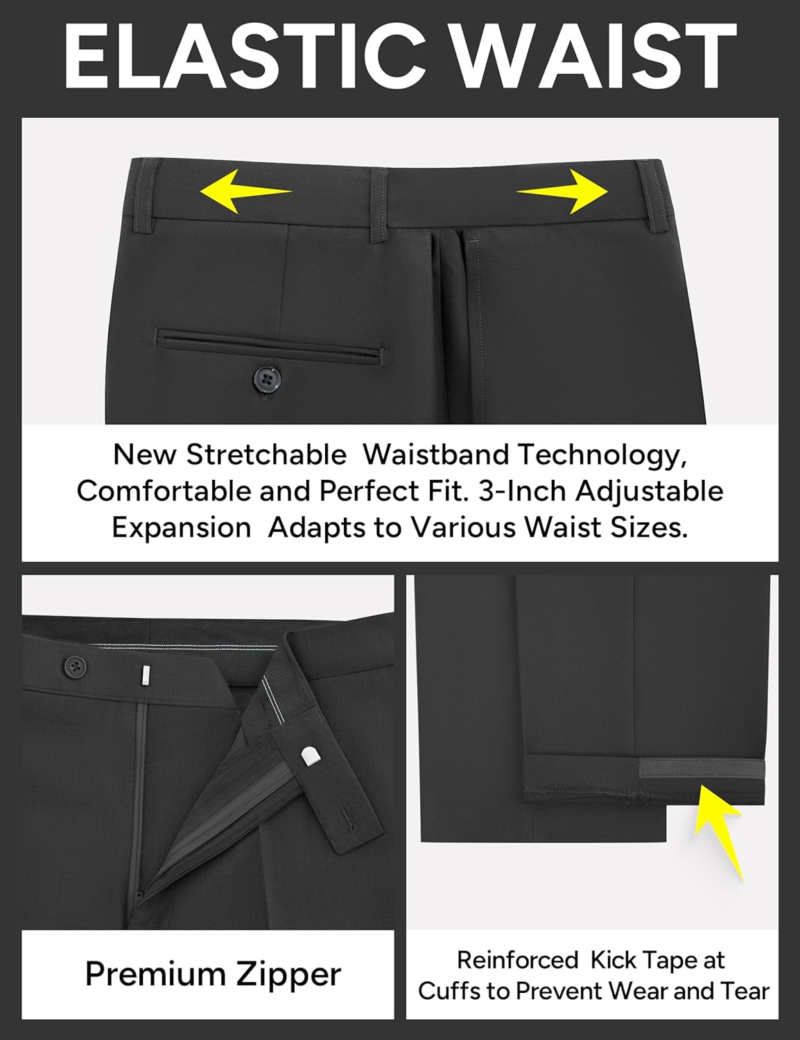 Men's Suit 2-Piece Slim Fit,Two-Button Blazer and Adjustable Waist Pants - Image 5