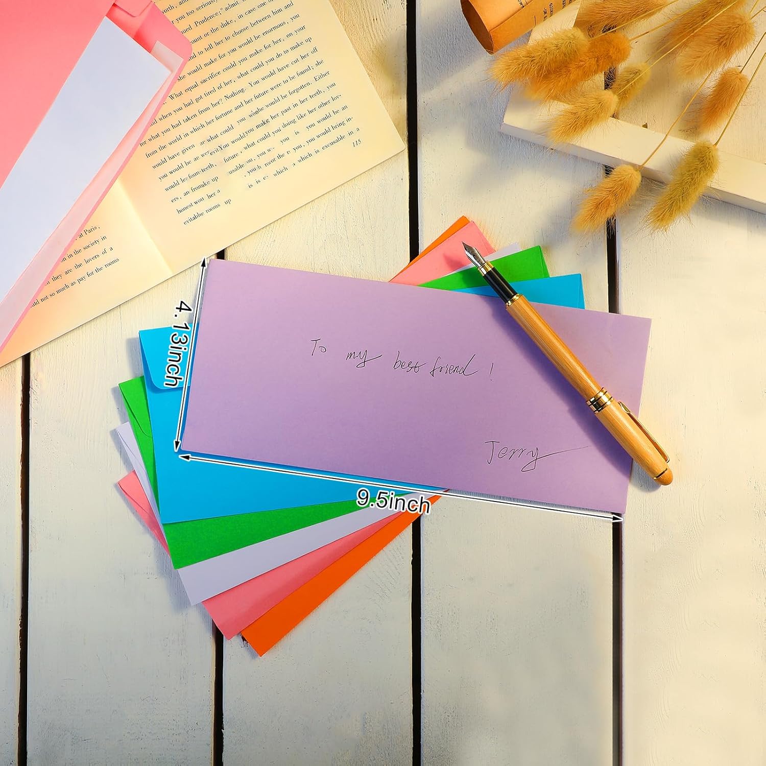 Outus 500 Pcs #10 Colored Envelopes Business Envelopes Adhesive Security Letter Size for Mailing Office Letter Check Invoices Letterhead Invitations Announcements 4-1/8 x 9-1/2''(Bright)