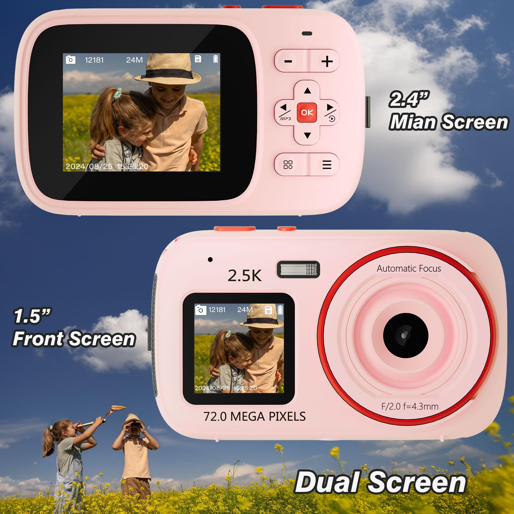 Amazon | デジタルカメラFHD 1080Pフロントとリアデュアルカメラ、自