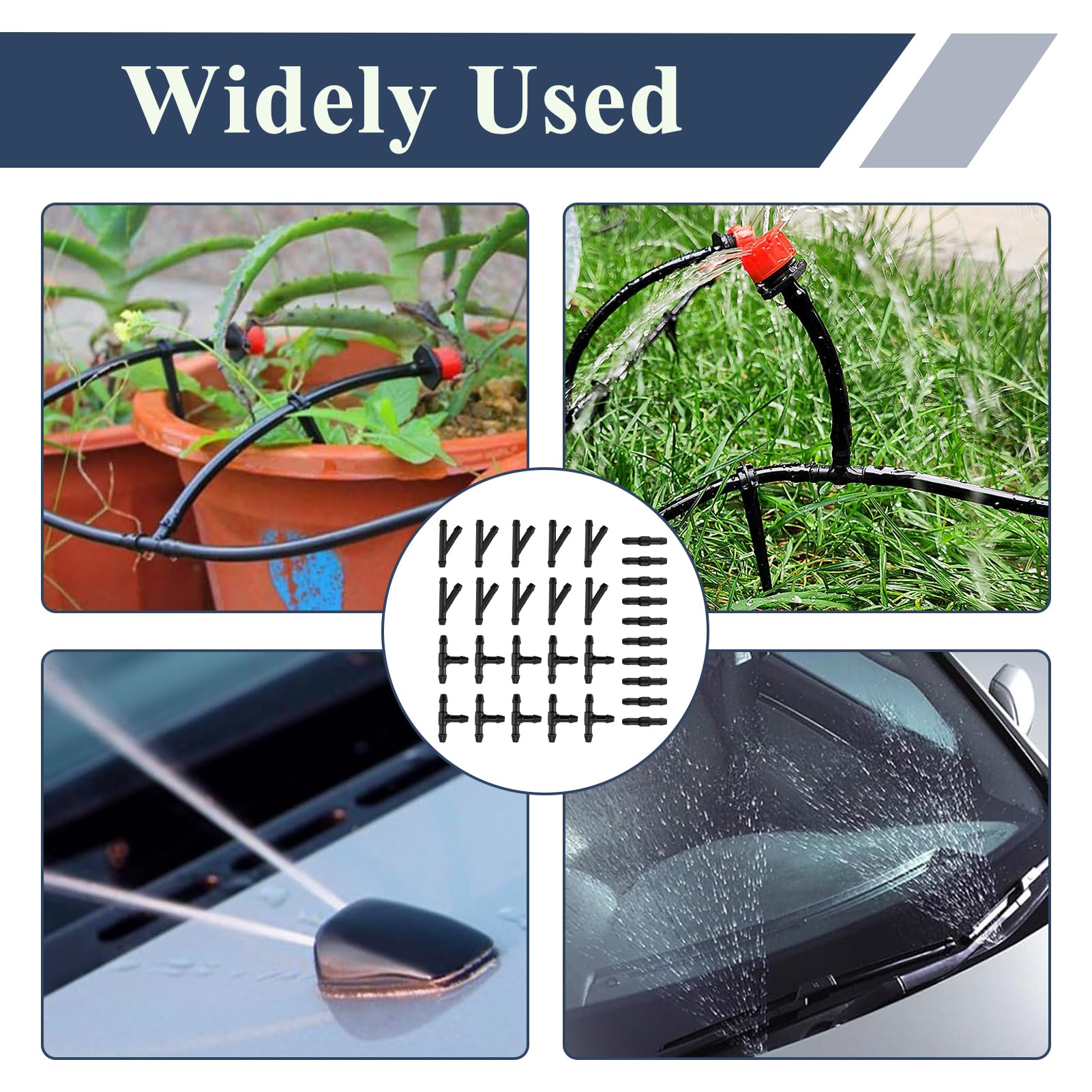 30 Pezzi Connettori Tubo Lavavetri Universali 4mm, Raccordi Tergicristalli Auto, Kit Riparazione Lavacristalli con Raccordi Dritti a T a Y, Compatibili con Ugelli Parabrezza Auto Sistema di Lavaggio