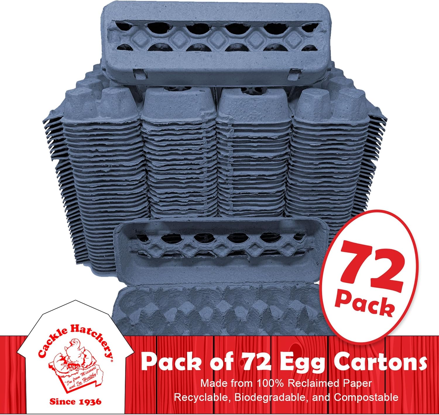 Cackle Hatchery Vented Paper Pulp Egg Cartons - Blue (72)