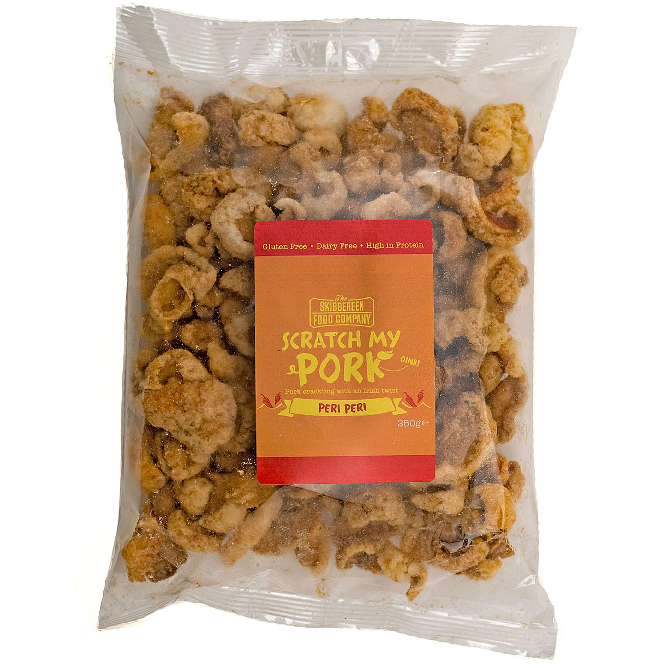 Scratch My Pork Bulk Pork Crackling - Gluten Free Pork Scratchings, Peri Peri - 100% Rinds - Low Carb High Protein Pub Snacks - 250g Bag by The Skibbereen Food Co.