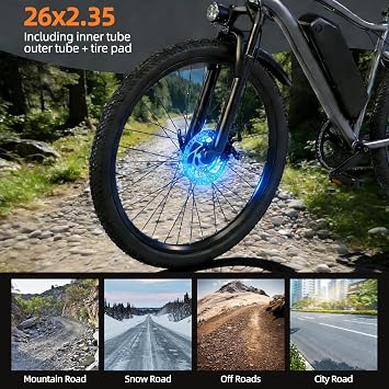 Electric Bike for Adults, Peak 750W Brushless Motor, Top Speed 25 mph, Range 35-40 Miles, 26-inch Mountain E-Bikes, Unisex Commuter Suitable Cit/Mountain/Road Use,7 Speed/UL Certified ebikes