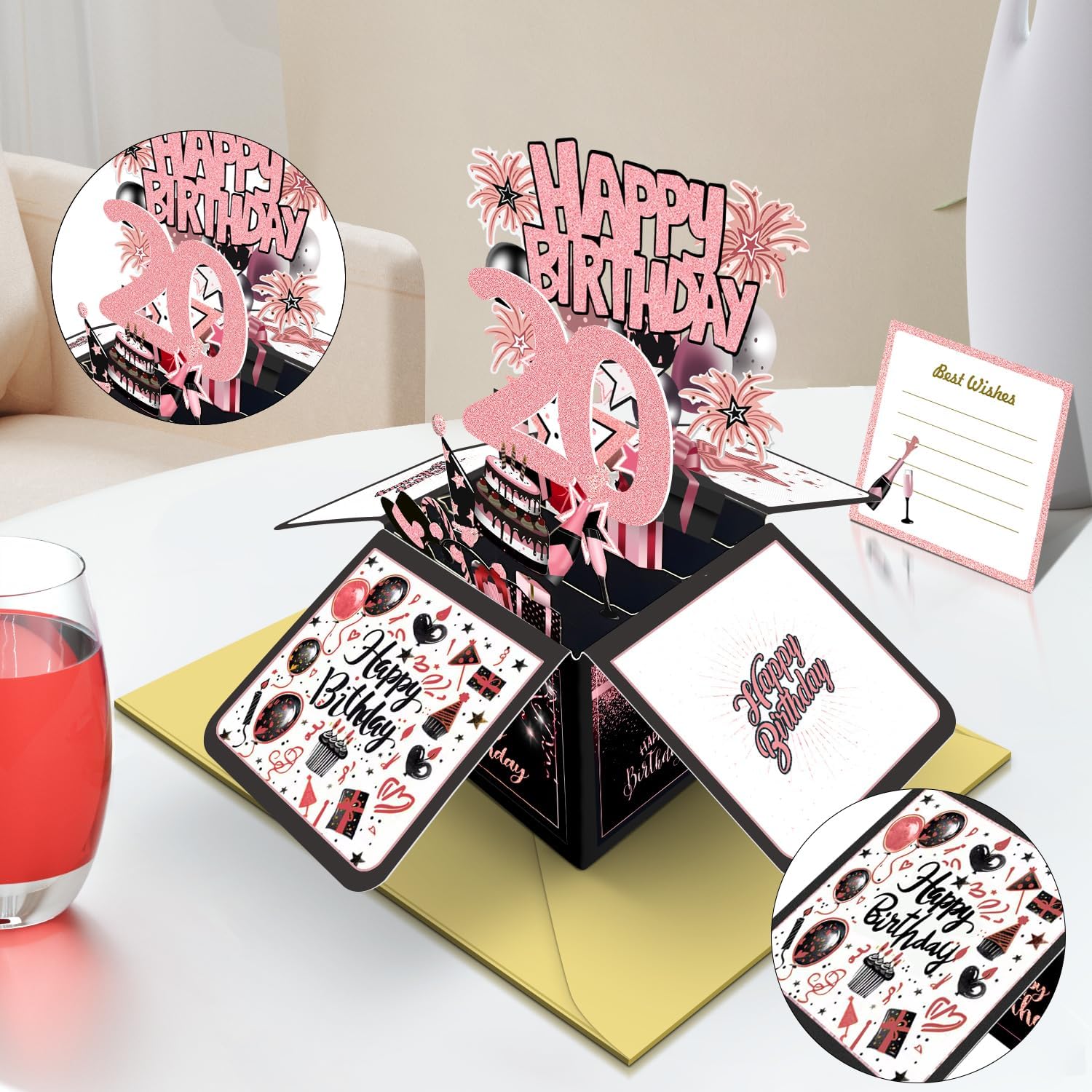 Joycard 20th Birthday Card, 20th Birthday Decorations for Her, Happy Birthday 3D Cards for 20 Year Old Daughter, Birthday Gift Box for Granddaughter - Image 4