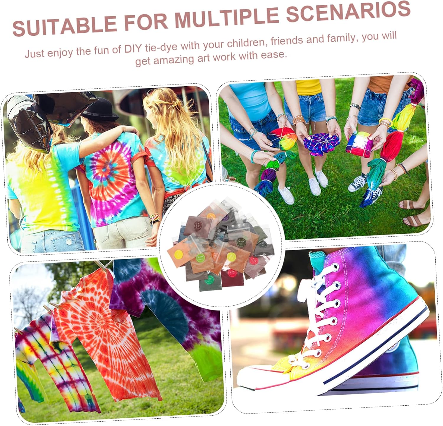 DOITOOL 32bags Vibrant Tie Dye Powder Refills Permanent Colors for Projects for Boys and Girls and Adults Parties Creative Art Supplies for Halloween