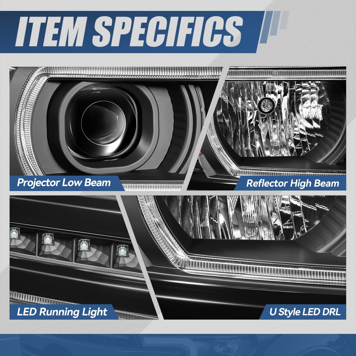 Amazon.com: Auto Dynasty LED DRL + U Tube Bar Projector Black