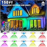 CETELUMA 150FT Permanent Outdoor RGB LED Eaves Lights - IP67 Waterproof, App/Remote/Music Sync, DIY Scenes for Christmas, Halloween, Roof Decor