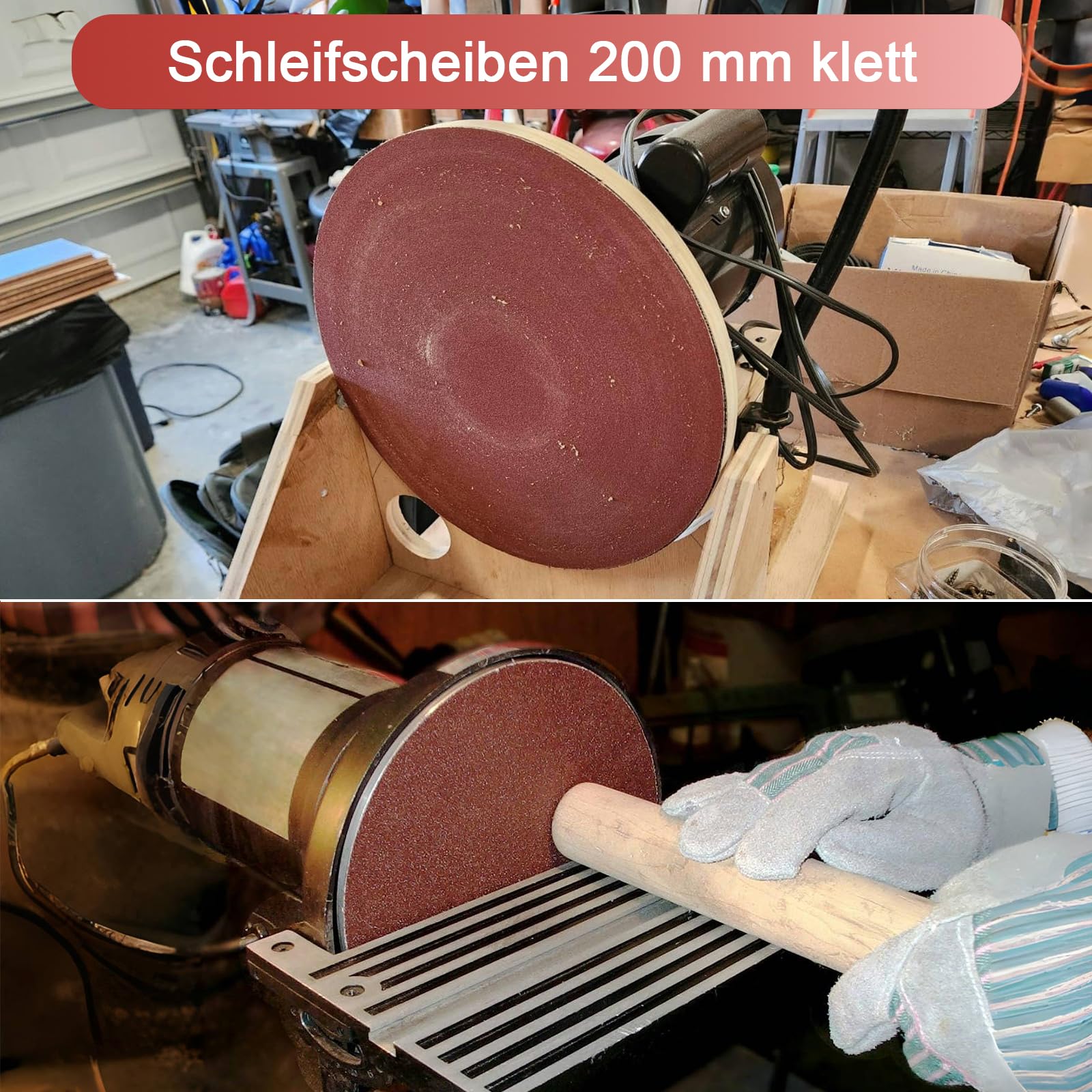 FEIHU Disques de Ponçage Papier Abrasifs Ø200 mm | Grain 5 x P60/100/120/180/240/320,rouge.Papier abrasif pour construction a sec.Compatible avec les ponceuses à disque Poncer/Polir（30PCS）