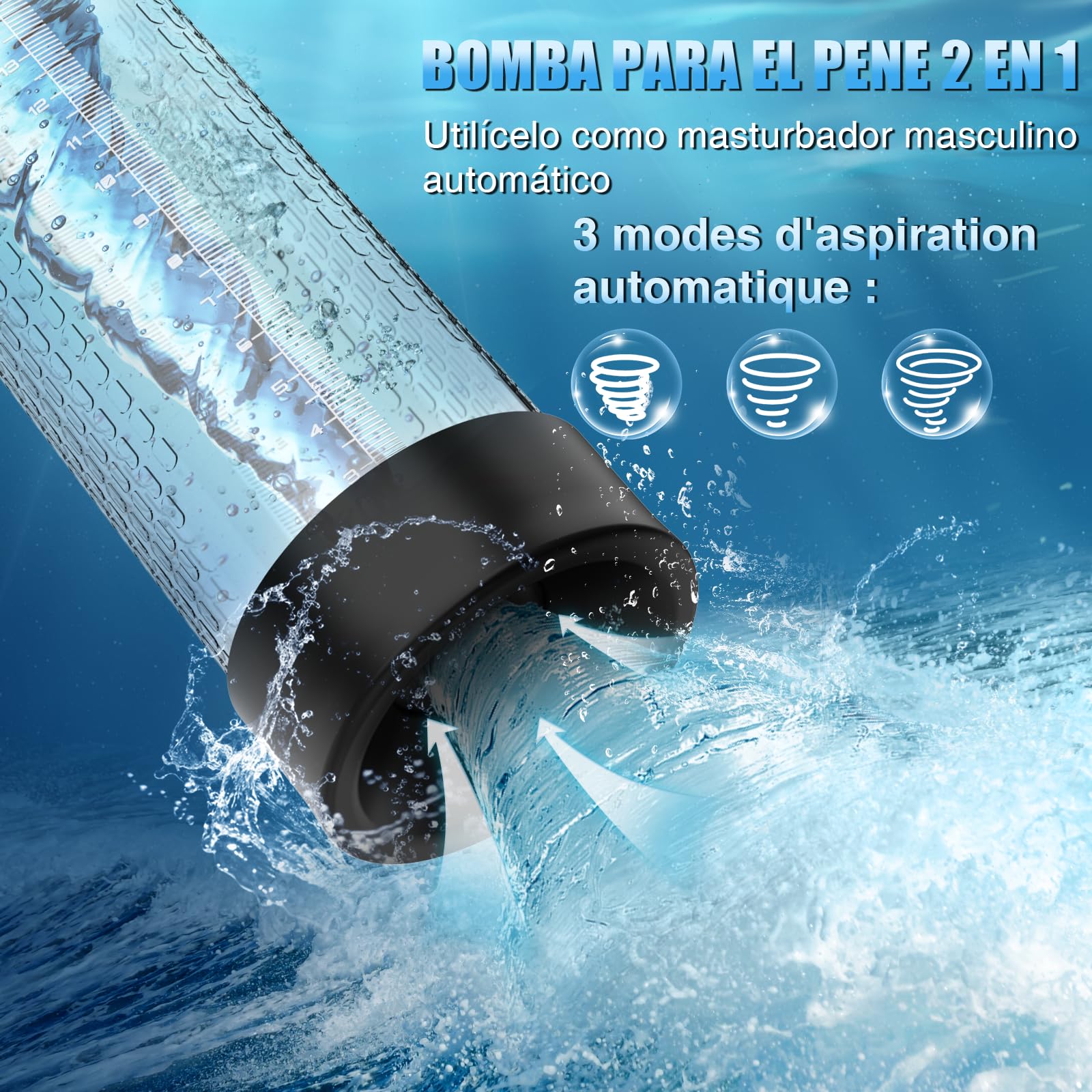 Bomba de Pene Masculino Juguetes Sexuales - Masturbador Eléctrico Alargador de Pene para Hombres, Sextoy Extensor Bomba de Vacío con 4 Modos de Succión, Juguete para Adultos con Anillo para el Polla