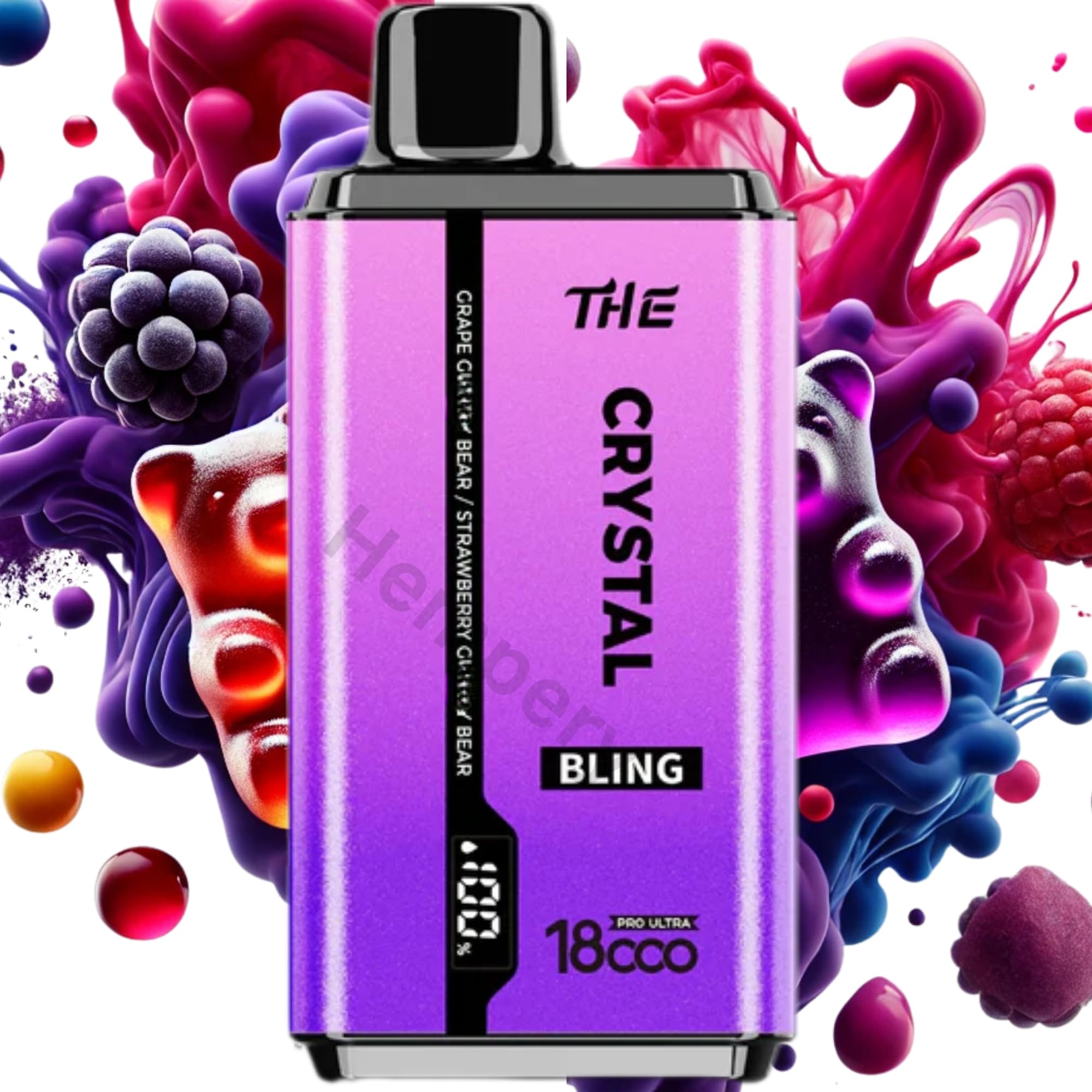 Crystal Bling Pro Ultra Plus Twist 18000 Puffs Disposable Vape - Prefilled Dual E-liquid Tank E-Cig 0 Nicotine Free Vapes E Cigarette - No Nic Rechargeable 0mg Vape Pen 18k (Grape GB/Strawberry GB)