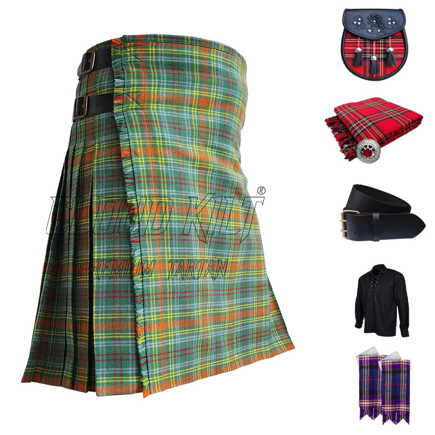 CLOUD KILTCustomize 8 Yard 16oz Tartan Kilts for Men With All Kilt Accessories Men's Kilt -Kilt Outfit - Kilt Package for All Festivals