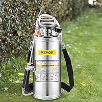 Happybuy 2 Gallon Stainless Steel Sprayer with 20" Wand, 3FT Hose, Pressure Gauge, Safety Valve & Adjustable Nozzle for Lawn, Garden & Sanitizing