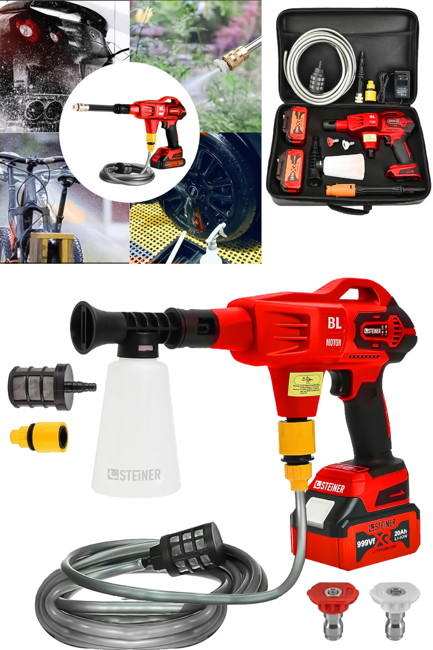 ❤︎ ワッサー 約7㎏ STEINER Alman 999 Vf 20 Ah 100 Bar Kömürsüz Şarjlı Oto Yıkama