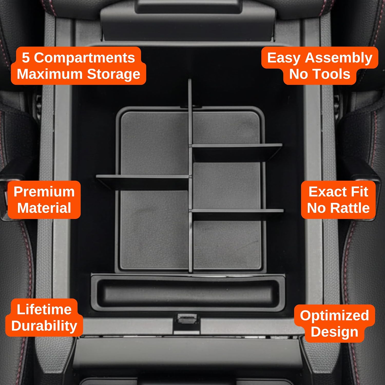 Vehicle OCD – Center Console Divider and Tray for Honda Pilot (2023-2026), Ridgeline (2024-2026), and Passport (2024-2026) – Made in USA – SLX517