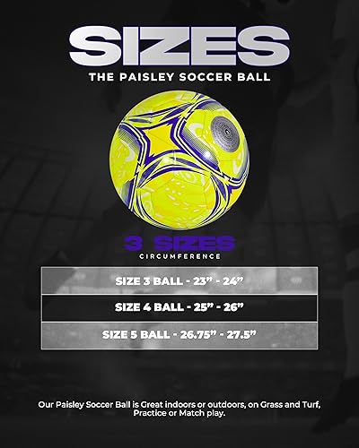 Miniatura 2 de American Challenge Balón de fútbol Paisley  Pelotas de fútbol de tamaño oficial 3, 4 y 5 para jóvenes y adultos  Pelota de entrenamiento duradera