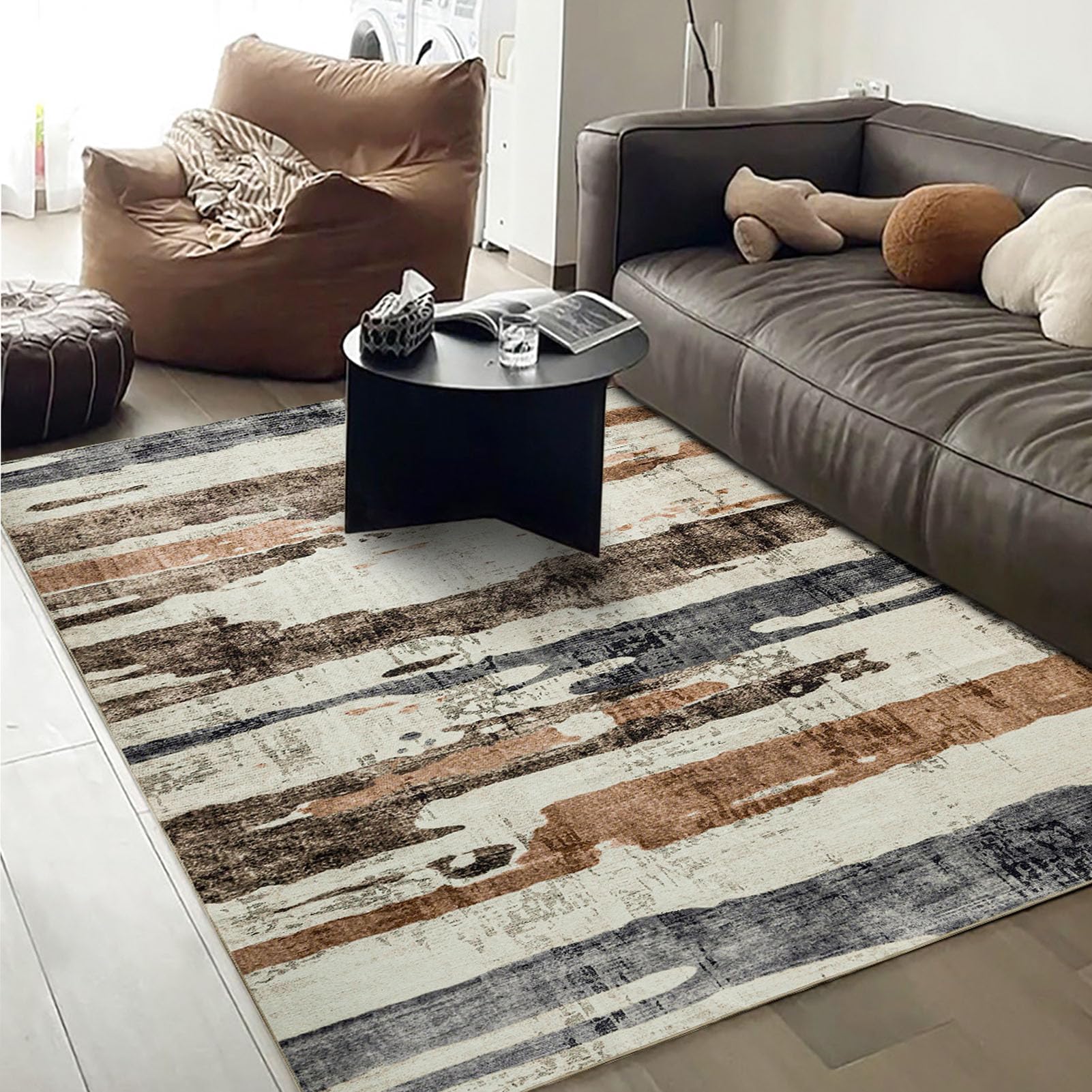 Pinbeam Area Rug Abstract Old Natural Brown Barn Wood Wall