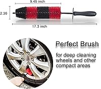 Vista 3 de Cepillo de limpieza de ruedas y llantas, cerdas largas y suaves, cepillo para detalles de llantas, multiuso para limpiar ruedas, llantas, puntas