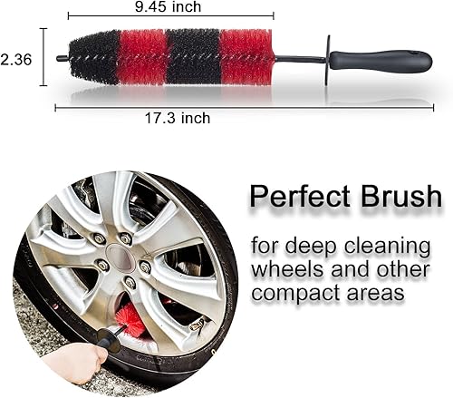 Miniatura 3 de Cepillo de limpieza de ruedas y llantas, cerdas largas y suaves, cepillo para detalles de llantas, multiuso para limpiar ruedas, llantas, puntas de