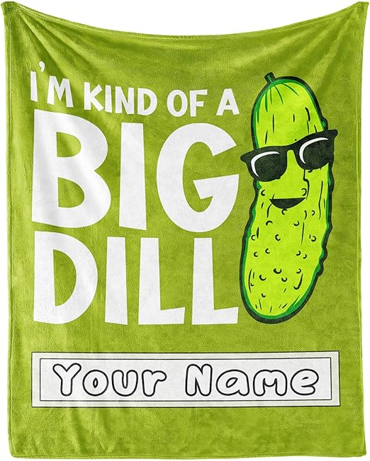 Custom Pickle Throw Blanket for Teen - 50x60 Inches Throw Size - Soft Fluffy Cozy Blankets Gift - Green Funny Blanket Throws for Living Room Decorative