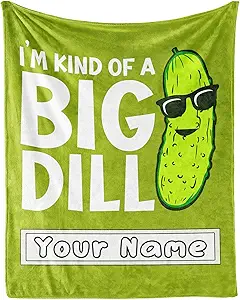 Custom Pickle Throw Blanket for Teen - 50x60 Inches Throw Size - Soft Fluffy Cozy Blankets Gift - Green Funny Blanket Throws for Living Room Decorative