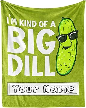 Custom Pickle Throw Blanket for Teen - 50x60 Inches Throw Size - Soft Fluffy Cozy Blankets Gift - Green Funny Blanket Throws for Living Room Decorative