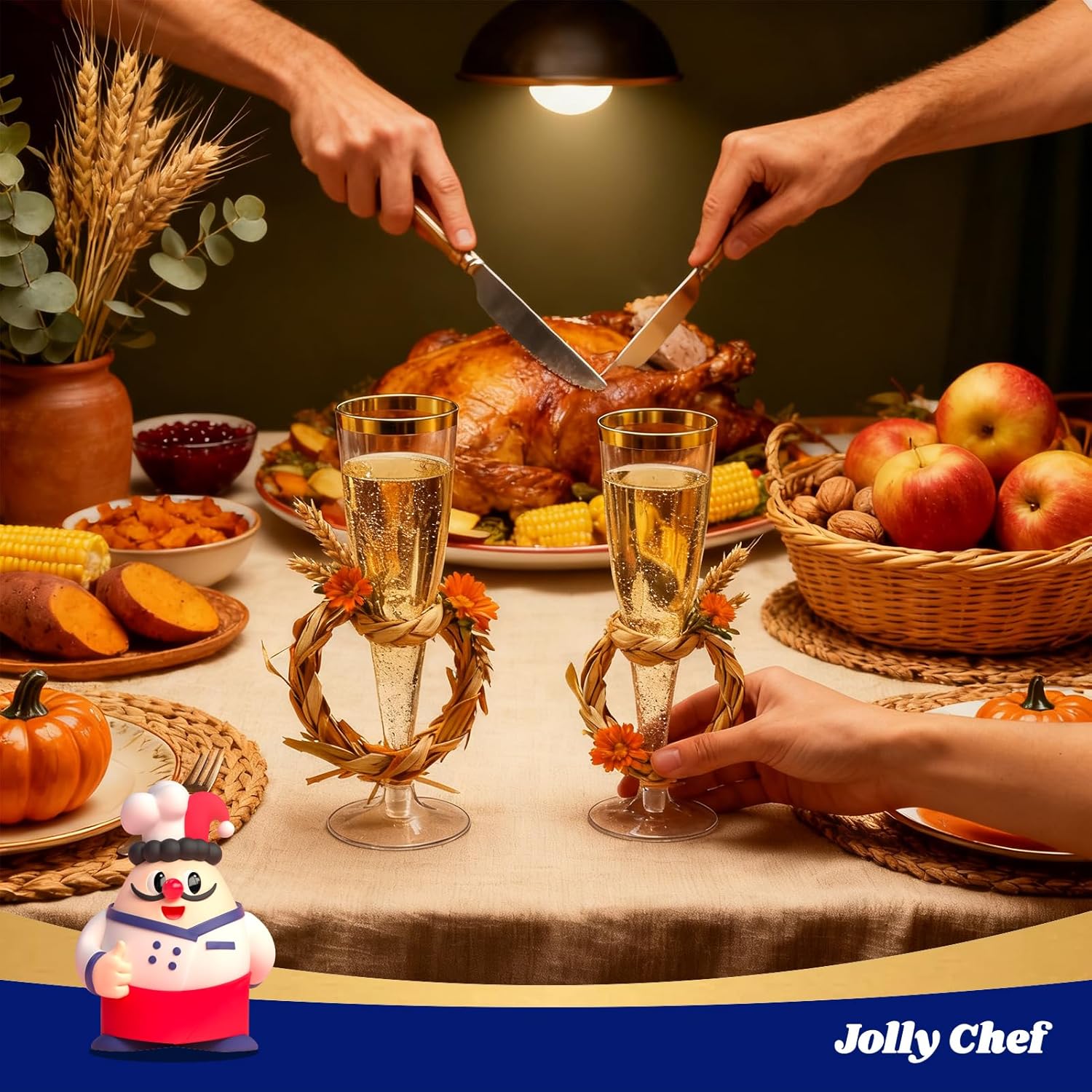 JOLLY CHEF 36 Count Plastic Champagne Flutes 4.5 oz Gold Rim Clear Disposable Toasting Glasses - Image 8