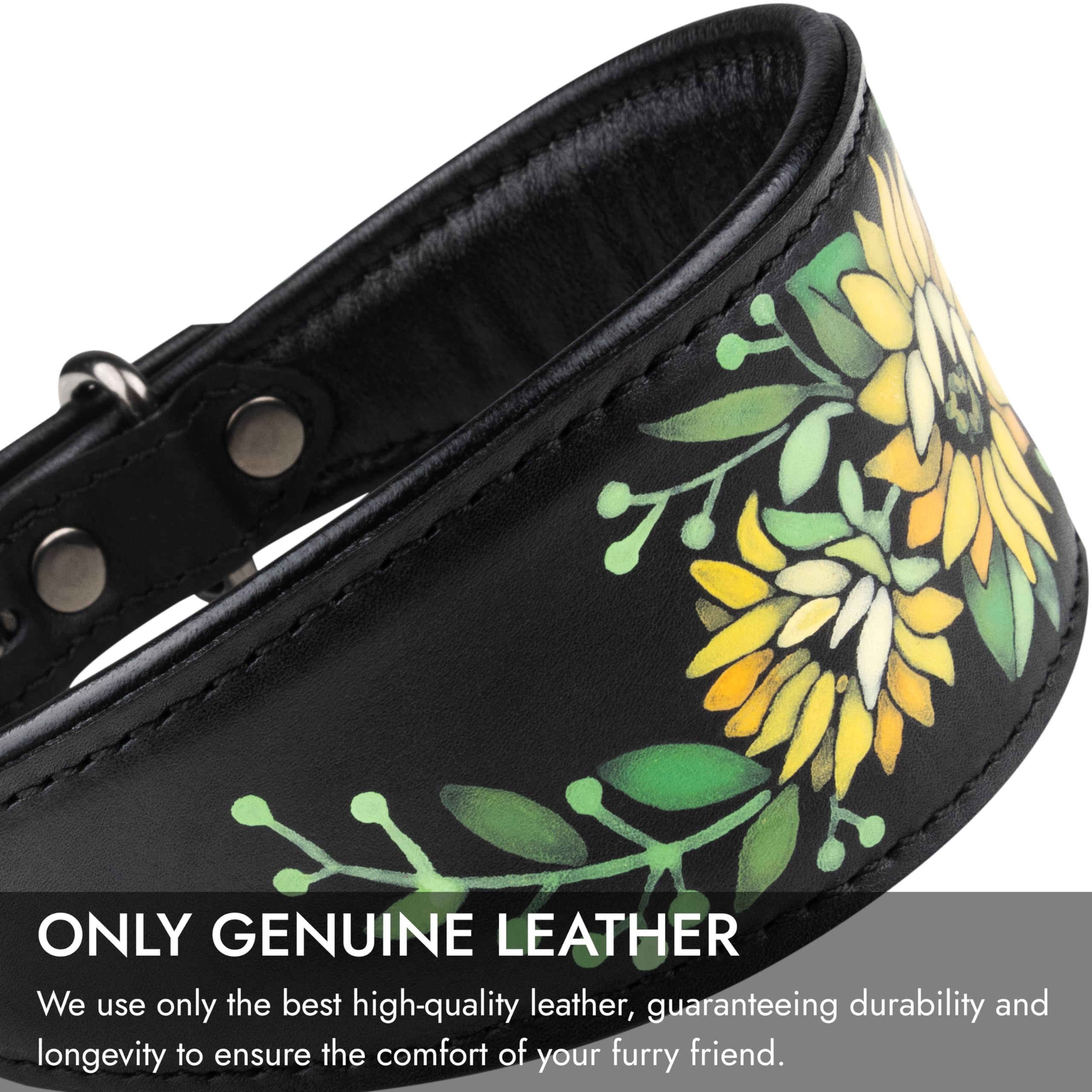FAVPET Hand Painted Sighthound Leather Collar with ID Tag QR for Whippet Italian Greyhound Saluki Borzoi Lurcher Spanish Galgo Azawak Afghan Hound - Image 4