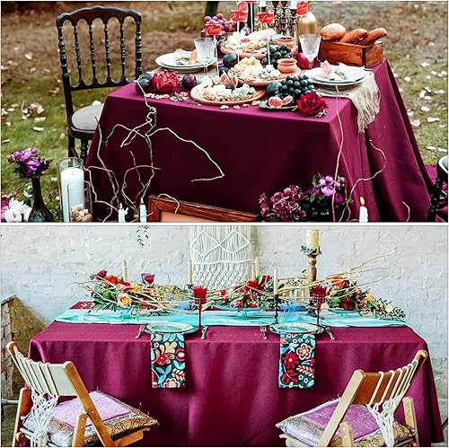 Miniatura 2 de Paquete de 12 manteles rectangulares de poliéster satinado para boda, mantel de seda brillante, tela suave para bodas, banquetes, fiestas de