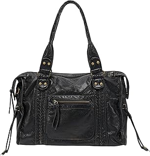 JOLLQUE Rivet Crossbody City Bag for Women,Large Retro Washed Leather Handbag Purse,Vintage Y2K Grunge Slouchy Shoulder Bags