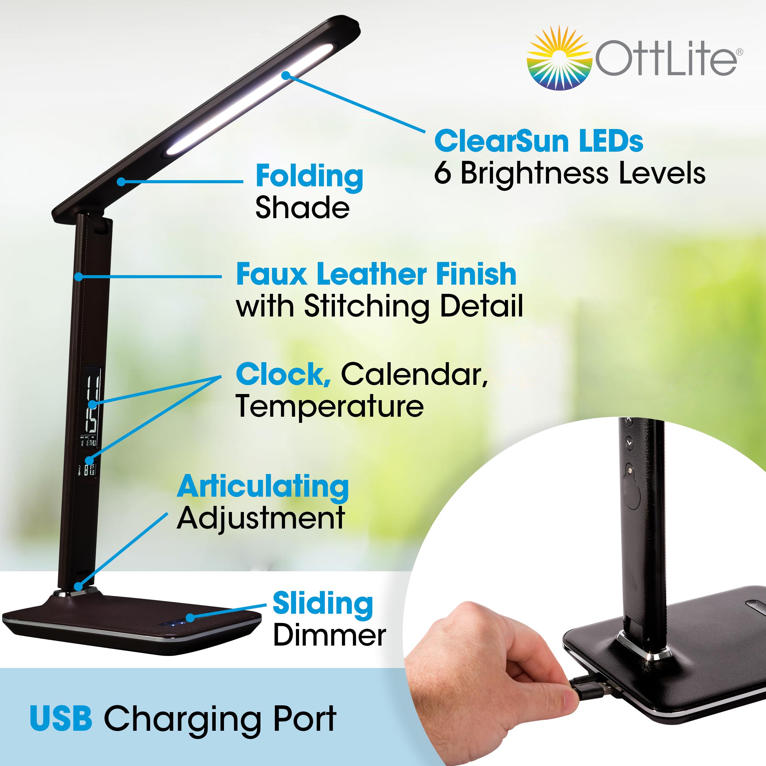 OttLite LED Wellness Series Renew Lamp, Black (F1DY8G59-SHPR