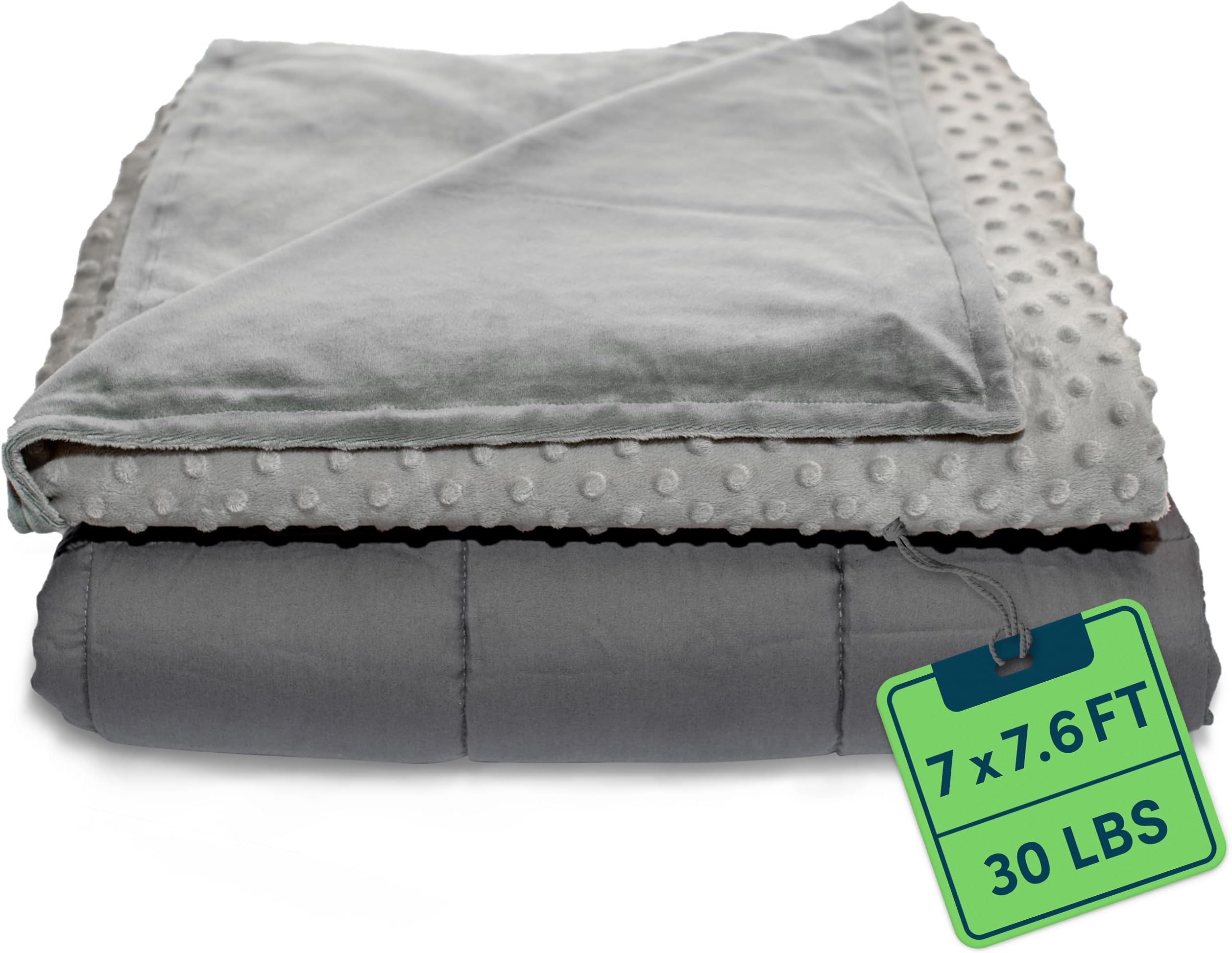 Quility Weighted Blanket for Adults - 30 LB King Size Heavy Blanket for Cooling & Heating - 100% Cotton Big Blanket w/Glass Beads, Machine Washable Blankets - 86"x92", Grey