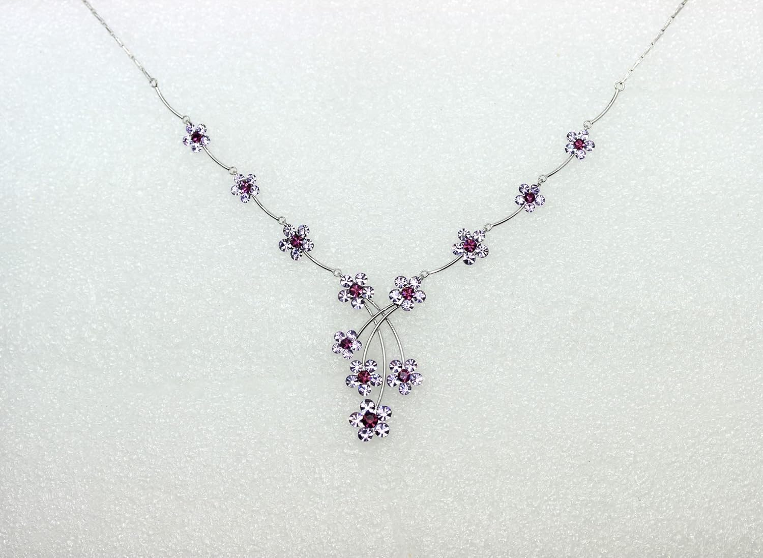 Faship Gorgeous Rhinestone Crystal Floral Necklace Earrings Set - Image 3