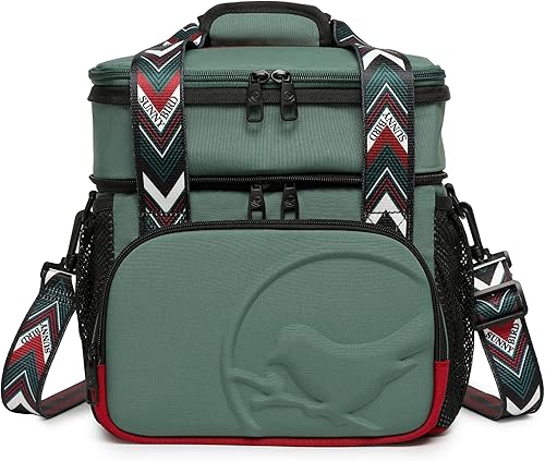Miniatura 2 de SUNNY BIRD Lonchera con doble compartimento, lonchera aislada de 13 L para adultos para el trabajo (Greenboho)