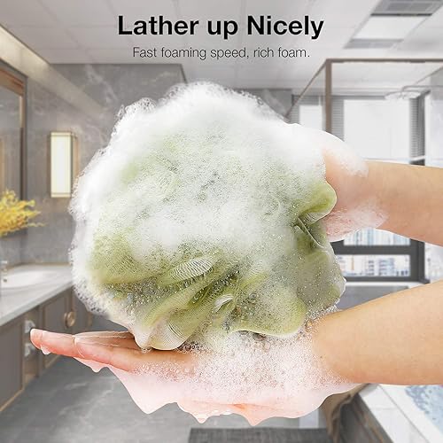 Miniatura 2 de Esponja de baño para ducha (2.12 oz, 4 unidades), esponja exfoliante para el cuerpo para mujeres y hombres, negro.