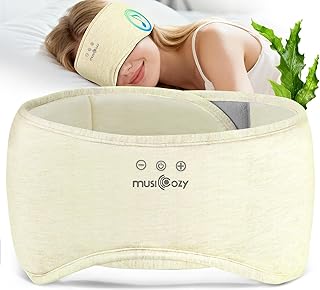 MUSICOZY Bluetooth 5.4 Sleep Mask Headphones, Seaweed Fiber Comfort Design | Fully Wrapped Design, 14-hour Playback, Immersive Sound for Side Sleepers, Travel, Meditation, Relaxation, Gift for Men Women