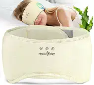MUSICOZY Bluetooth 5.4 Sleep Headphones Eye Mask with Seaweed Fiber Cotton, Ultra Soft Fully Wrapped Sleep Mask with Headphones for Side Sleepers, 14 Hours Playtime, Gifts for Men Women, Beige