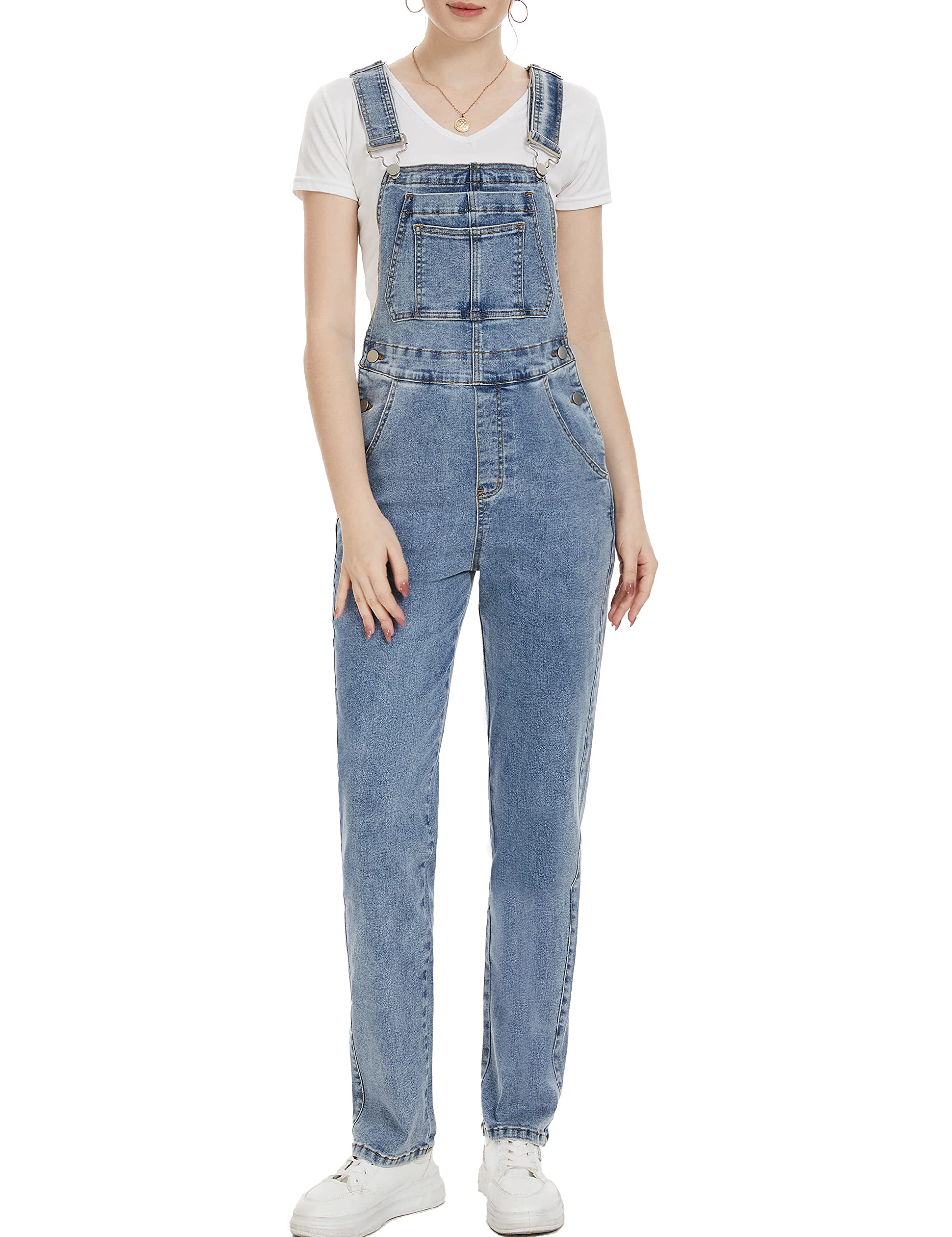 Women's Denim Bib Casual Fashion Overalls Stretch Coveralls Jeans Pants ...