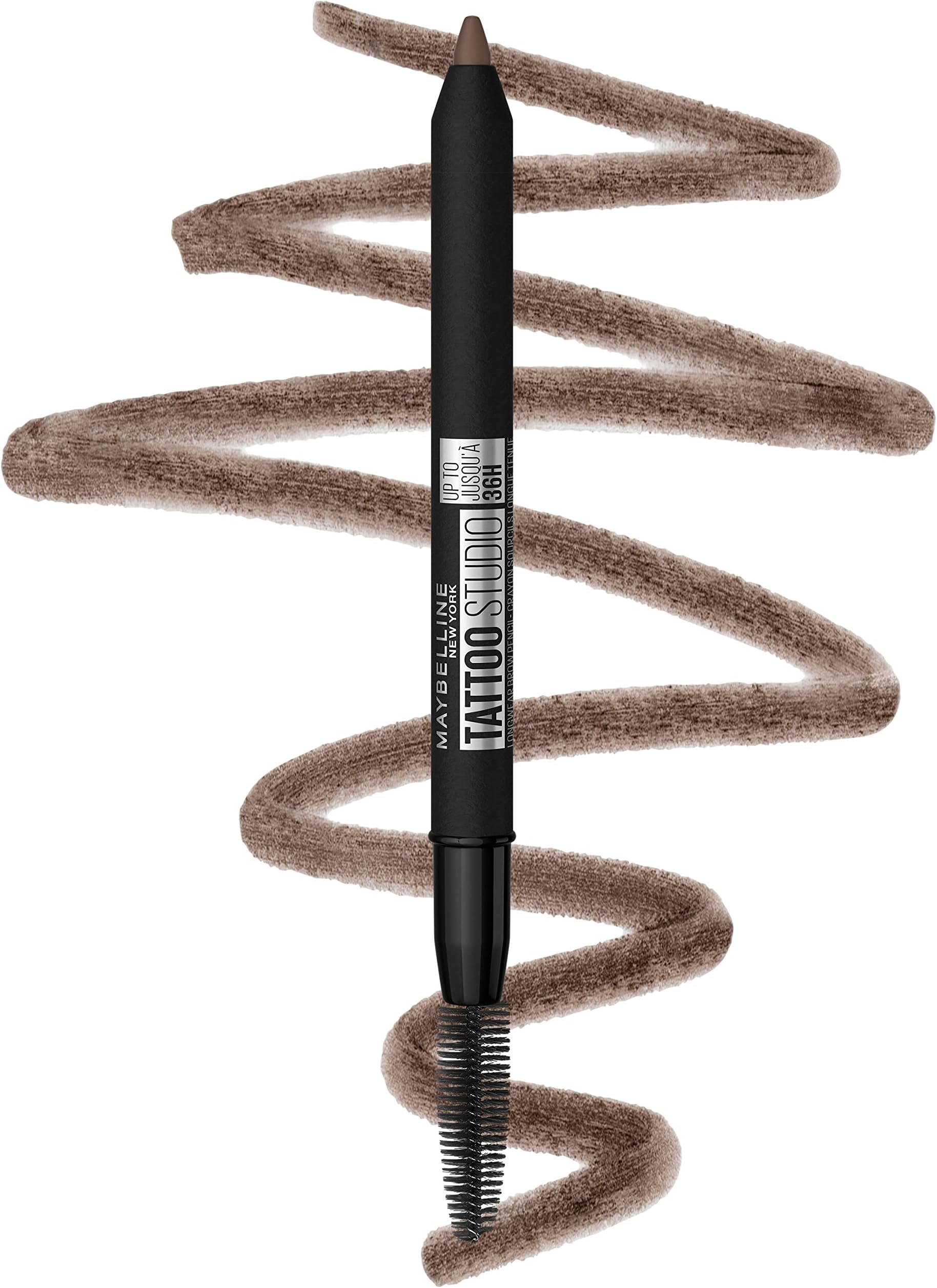Maybelline TattooStudio Waterproof Eyebrow Pencil, Sharpenable, Longwear, Long Lasting Eyebrow Pencil, Defined Brows, Pigment Brow Pencil, Medium Brown, 1 Count