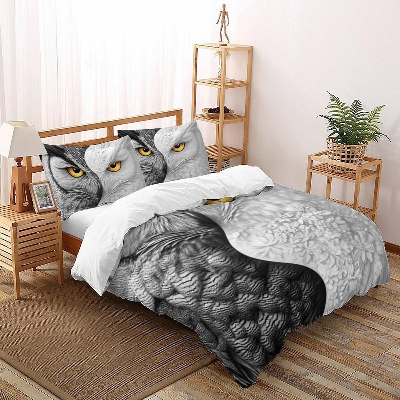 Housse de couette double animaux 3D lavable facilement pour lit double de garçon ado de 200x200