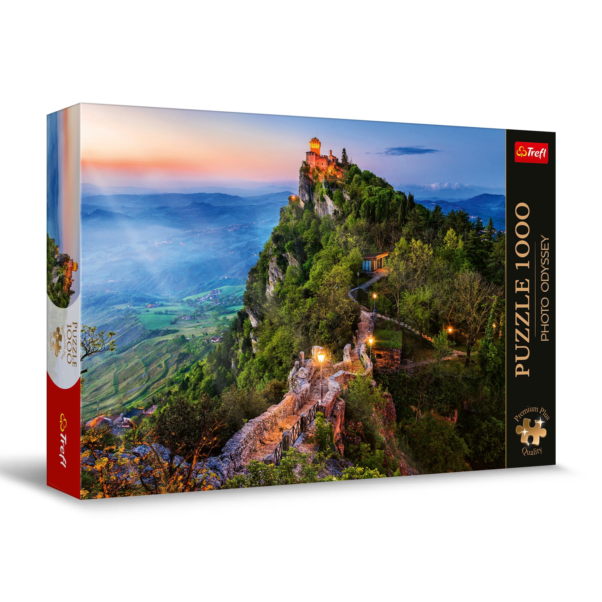 Trefl Premium Plus Quality Photo Odyssey Puzzle: Tower Basket, San Marino-1000 Pieces, Unique Photos, Perfectly Matching Tiles, for Adults and Children from 12 Years, Multicoloured, 10822