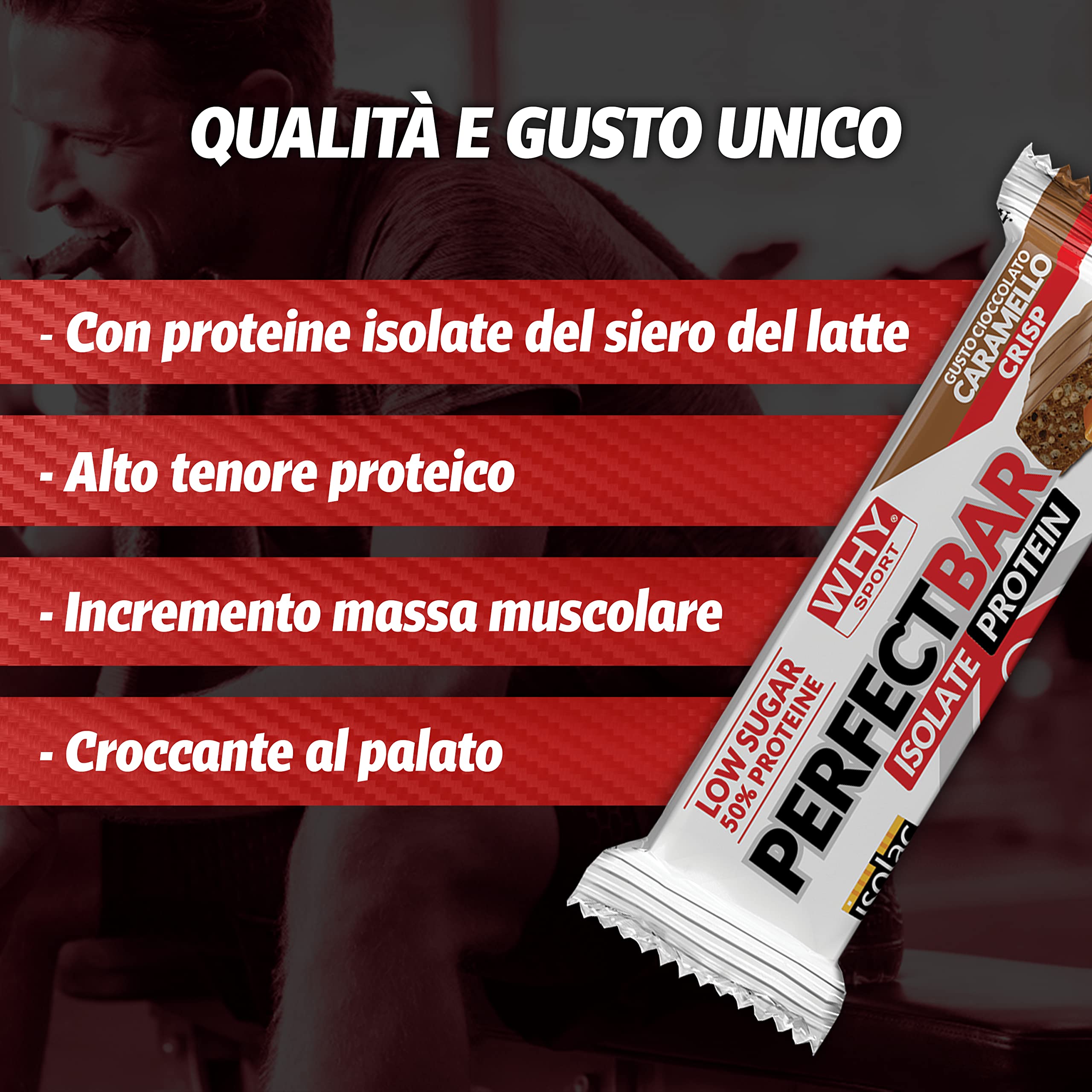 WHY SPORT PERFECT BAR - 28 Barrette Proteiche con Proteine Isolate - Snack Proteici (Cioccolato Caramello)
