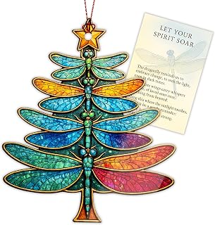 Rusaten Dragonfly Christmas Ornament 2025 - Unique Dragon Fly Gift for Women, Hanging Tree Decor with Story Card