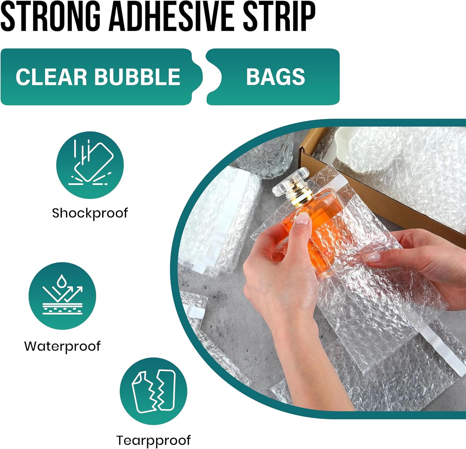 Levex - 15" x 17.5" [50 Pack] Clear Self-Sealing Bubble Out Pouches Bags, Bubble Cushion Wrap Bags for Storage, Packing, Shipping & Moving