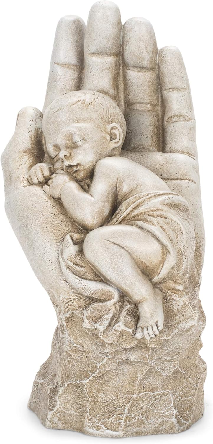Joseph's Studio by Roman Inc., in The Palm of HIS Hand, Garden Collection, Religious Statue, Holy Family, Memorial, Angel, Patron Saint, Garden Décor (11x5x7)
