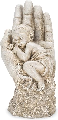 Joseph's Studio de Roman Inc., en la palma de su mano, colección de jardín, estatua religiosa, santa familia, memorial, ángel, santo patrón,