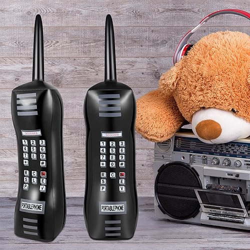 Miniatura 6 de Chivao 4 piezas de teléfonos inflables de los años 80 y 90, decoración de fiesta temática de los años 80, accesorios de hip hop, suministros de