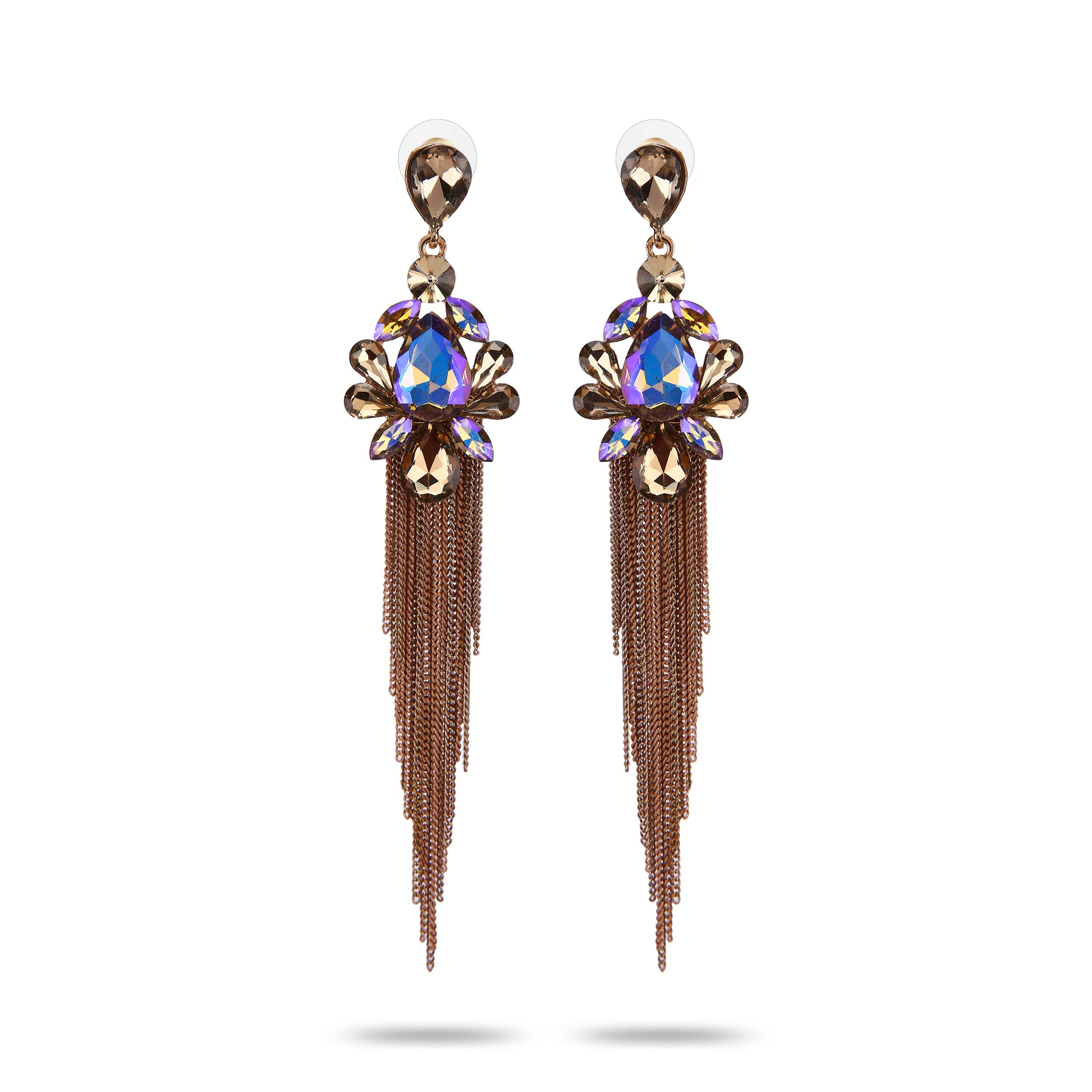YouBella Jewellery Earings Crystal Tassel Handmade Earrings for Girls and Women (Brown) (B08MC49LT6) Amazon Price History, Amazon Price Tracker