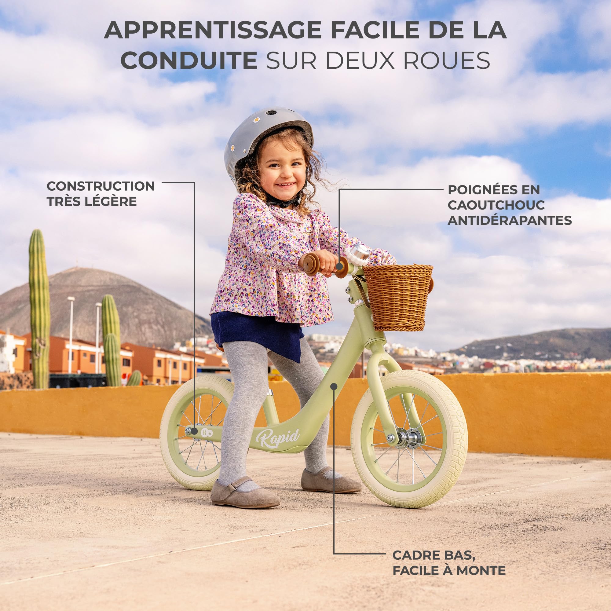 Kinderkraft Rapid 2 Draisienne Métal Vélo sans Pédale Siège Réglable Rétro Enfants 2 Ans 3,7 kg